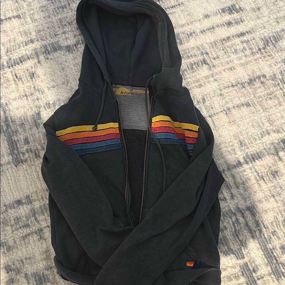 Black Hoodie with Rainbow Stripes